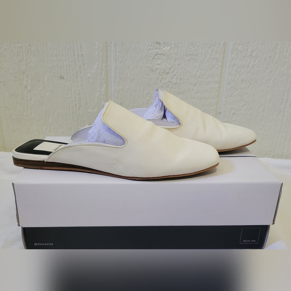 Dolce Vita Brie Off White Leather Mule Size 6.5